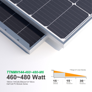 แผงโซลาร์เซลล์แบบ Half Cut Cell ขนาด 166 มม. 144 เซลล์ 500 วัตต์ สำหรับใช้ในบ้านพักอาศัย 400 วัตต์ รุ่น TTNMH144-480-M6 จากคลังสินค้ารอตเตอร์ดัม - Product Image 3