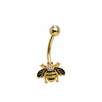 Or abeille lapin fleur mignonne en acier inoxydable femmes couleur or ours en peluche courbe nombril anneau haltère ventre bouton body piercing