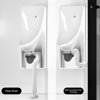 Urinoir triangulaire d'angle en céramique blanche à détection automatique, à fixation murale, pour petites salles de bain et toilettes publiques, équipement sanitaire