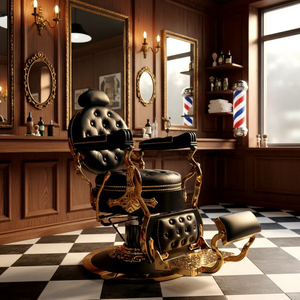 Suprimentos para barbeiro cadeira de madeira e ouro, vintage para barbeiro para homens - Product Image 1