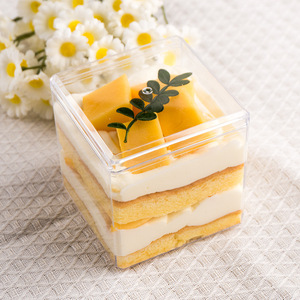 Custom Disposable Food Transparent PS Plastic <strong>Square</strong> Container <strong>Boxes</strong> with Lids for Cake/Bakery Packaging - Product Image 1