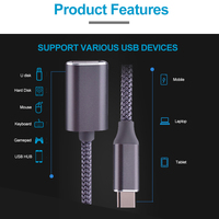 Kabel Adaptor Aluminium Aloi, Usb C Laki-laki Ke Usb 4.5 A Perempuan 2A 3.0 Mm untuk Hard Disk/Keyboard