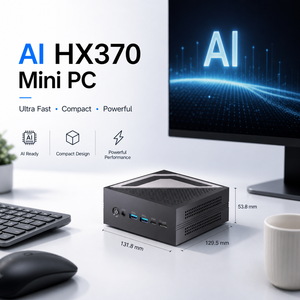 Mini PC Ryzen AI 9 HX370 all'ingrosso con Radeon 880M, DDR5 64GB, NVMe 2TB, USB4, Dual LAN 2.5G, Computer Desktop 4K per AI Training - Fabbrica OEM - Product Image 1
