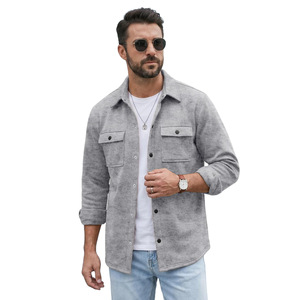 <b>Men</b> Softshell <b>Jacket</b> <b>Utility</b> Workwear Shirt <b>Jacket</b> with Chest Pockets Turn-down Collar Button-up Outdoor Wear - Product Image 5