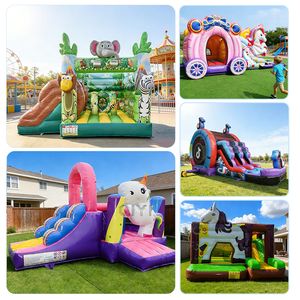 Château gonflable avec toboggan, acheter une structure de saut gonflable en ligne, grand château gonflable extérieur avec toboggan pour enfants - Product Image 6