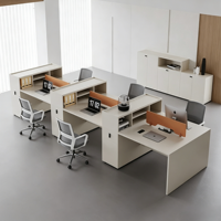 Poste de travail modulaire pour 4 à 6 personnes avec rangement et cloison, poste de travail de bureau moderne pour centre d'appels