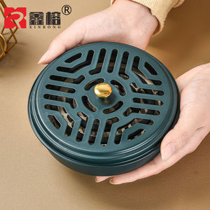 Stainless Steel Mosquito Coil Tray Round Fireproof <b>Holder</b> With Lid For Indoor Outdoor Use - Product Image 4