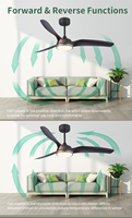 52 pouces minimaliste LED ventilateur de plafond télécommande maison électrique alimenté ABS lames en plastique pour salon chambre ventilateur de lumière LED