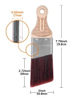 ROLLINGDOG DOBERMA 10327 50MM DIY Pinceau à angle de haute qualité pour peinture, à filament solide conique, gravé au laser, manche ergonomique