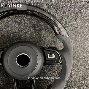 พวงมาลัยแอลอีดีคาร์บอนไฟเบอร์หนังสำหรับ Volkswagen <span class=keywords><strong>VK</strong></span> R-Line Bora Sagitar Magotan B6 7 8 6กอล์ฟ7 CC Passat POLO Tiguan - Product Image 3