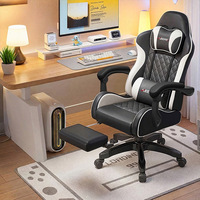 Chaise de bureau pivotante confortable à dossier haut en cuir PU, extensible, ergonomique, pour la maison et le gaming, avec repose-pieds et appui-tête