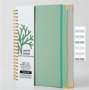 Carnet à spirales avec couverture en cuir rigide de 300 pages, papier de qualité supérieure et coins protégés en or pour l'écriture et la planification - Product Image 5