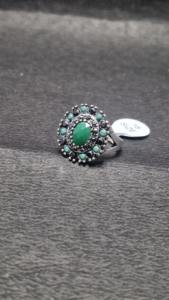 Design chic et mignon vert Onyx pierres précieuses bague en argent Sterling élégant fait à la main déclaration bijoux cadeau - Product Image 5