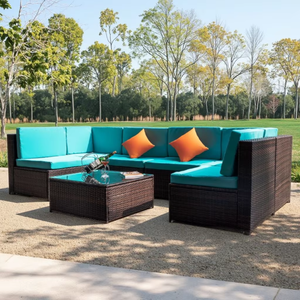 Outdoor-Möbelset mit Feuerstelle aus Rattan, Wasserfest, Modernes Aluminium-Gartenmöbel für Wohnzimmer und Hotel - Product Image 2