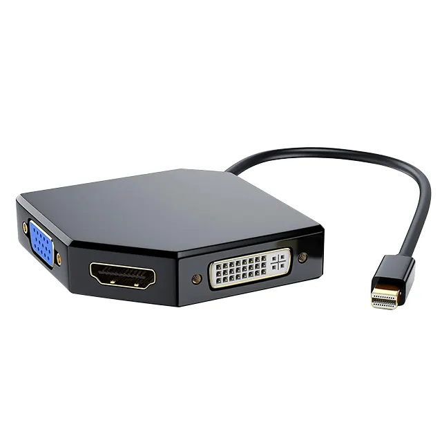 Csl-Computer 3 In 1 Adapter Video Adapter-Pc Mini Displayport Naar Hdmi Vga Of Dvi-3 In 1 Mac-Gouden Laptop Zwart Dc Desktop