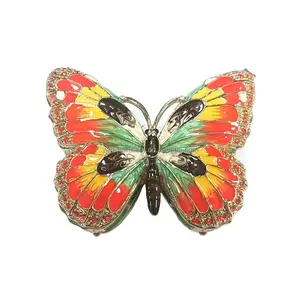 Hand Enamel Butterfly Can open style Jewelry Box Trinket Box Metal Craft Jewelry Gift Box Home Decoration Gifts