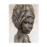 Artree Klassieke Afrikaanse Vrouw Met Sjaal Handgeschilderd Uitgerekt Canvas Schilderijen