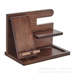 Wooden Desktop Organizer Multi Functional Phone Holder Stand Rectangle <b>Rustic</b> <b>Office</b> Storage For <b>Desk</b> Use - Product Image 4