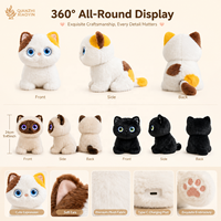 Peluche Chat IA Siamese Noir et Blanc 3 Styles Double Écran Tactile 1,28 pouces Queue qui abaisse ChatGPT 40+ Langues Clonage Vocal Mémoire 2.4G