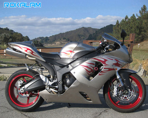 Carenado de Motocicleta para <span class=keywords><strong>Kawasaki</strong></span> <span class=keywords><strong>Ninja</strong></span> ZX-6R 2005 <span class=keywords><strong>2006</strong></span>, Kit de Carrocería <span class=keywords><strong>ZX6R</strong></span> 636 05 06 ZX636, Piezas de Motocicleta Deportiva Plateadas - Product Image 1