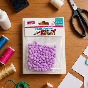 Ilan Bolita Pompon 0,8 cm 100 Pezzi Viola Decorazioni Artigianali - Product Image 3