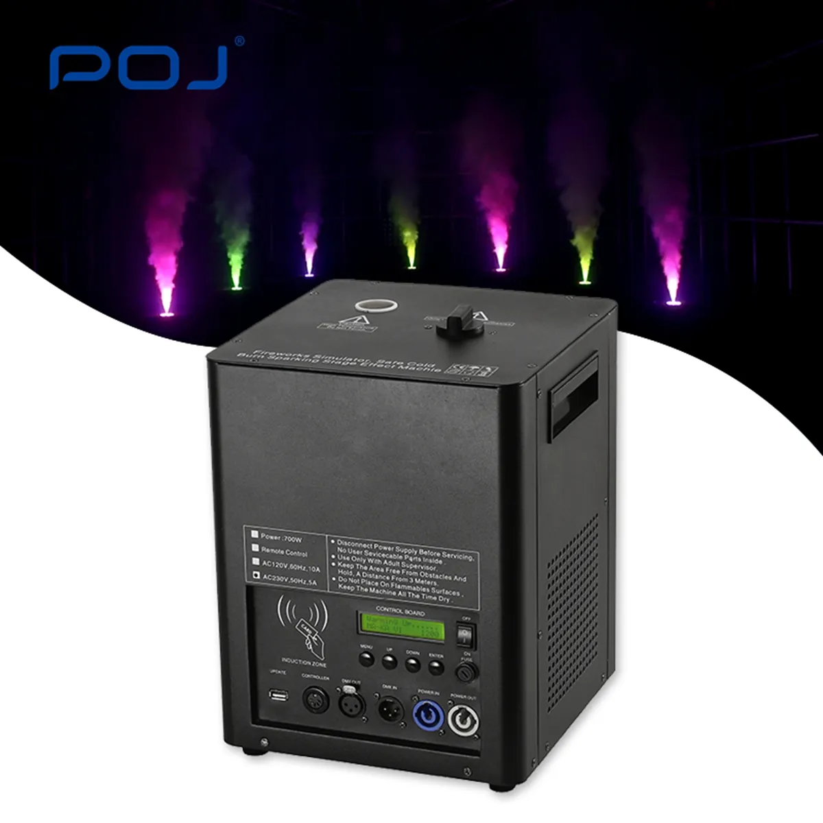 OJ-SP700 POJ Máy Tia Lửa Lạnh Hiệu Quả Tốt Máy Tia Lửa Làm Cỏ Dmx Tia Lửa Một Đầu Tia Lửa 700W Để Làm Cỏ