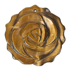 Gemas Grandes, Ojo de Tigre Dorado Natural, Cuentas de Piedras Preciosas Talladas en Forma de Flor Creadas en Laboratorio para la Fabricación de Joyas, 35x7mm, 9-12g, Rajasthan - Product Image 3