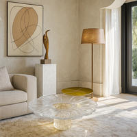 JingYue dessus de table élégant en résine transparente de luxe personnalisée meubles artisanaux pour espaces commerciaux hôtels salons