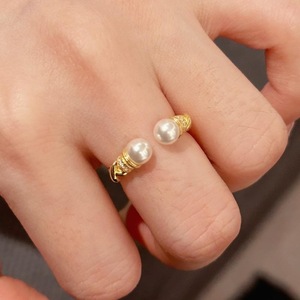 Anillo Abierto Superpuesto Exquisito de Plata de Ley S925 con Diamante y Perla, Diseño de Lujo Japonés, Anillo con Diseño de Espiral - Product Image 3