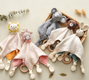 <span class=keywords><strong>Doudou</strong></span> en mousseline 100 % coton pour bébé, en forme de lapin, mouchoir réconfortant, compagnon de sommeil, jouet en peluche, couverture de sécurité pour bébé - Product Image 1