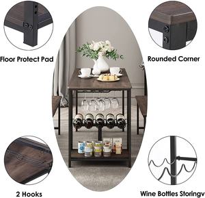 <span class=keywords><strong>Mesa</strong></span> <span class=keywords><strong>de</strong></span> <span class=keywords><strong>Cocina</strong></span> y Banco para 4 Personas, Juego <span class=keywords><strong>de</strong></span> <span class=keywords><strong>Mesa</strong></span> <span class=keywords><strong>de</strong></span> Comedor <span class=keywords><strong>de</strong></span> Madera Rústica, <span class=keywords><strong>Mesa</strong></span> <span class=keywords><strong>de</strong></span> Desayuno <span class=keywords><strong>con</strong></span> Ganchos, Botellero y Portavasos - Product Image 6