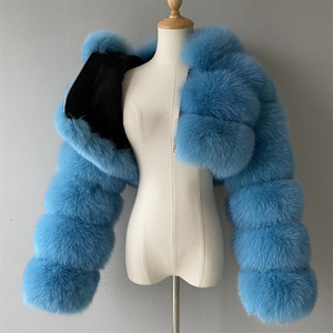 Vendita calda inverno all'ingrosso ritagliata vera pelliccia di volpe naturale <span class=keywords><strong>cappotto</strong></span> di pelliccia corta vera pelliccia <span class=keywords><strong>con</strong></span> cappuccio - Product Image 5
