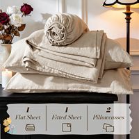 Parure de draps 100 % lin français, literie en lin naturel rafraîchissante pour les personnes ayant chaud la nuit, anti-déchirure, respirante et durable, poche profonde de 16 pouces