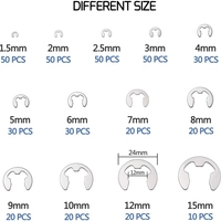 ZYSY 400PCS boxed 304 stainless steel E-type circlip retaining ring E 1.5-15mm combination open clamp