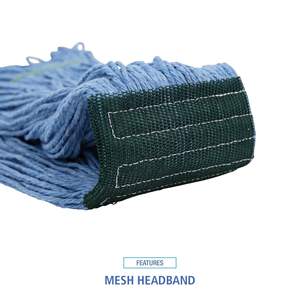 Tête de balai manuelle Boardwalk BWK402BL avec panier en plastique, fibres de coton/rayonne, bleu - Rectangulaire moyen, pour nettoyage domestique, manche inclus, 12 par carton - Product Image 4