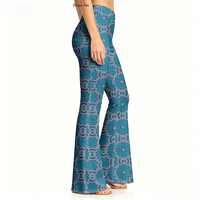 Leggings évasés vintage bleu turquoise, taille haute élastique, extensibles dans quatre directions, écologiques, décontractés, coupe large