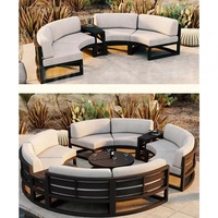 Ensemble de mobilier de jardin en métal noir 6 pièces avec table à foyer pour hôtels et villas