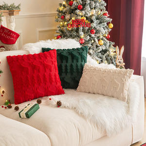 Housses de coussin de Noël Carré Arbre de Noël et renne Décoratif Housses de coussin en peluche - Product Image 2