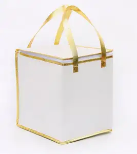 Bolsa de almuerzo con aislamiento térmico suave con impresión personalizada y logotipo al por mayor, bolsa impermeable no tejida, funcional, pastel de gama alta