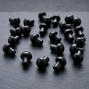 Natural Stone Black Obsidian Baby Mushroom Pendant Wholesale Hand-Carved Healing Crystal Charms-Genuine Gemstone Pendants for - Product Image 1