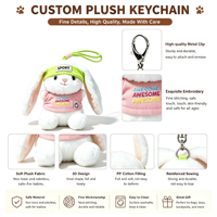 Porte-clés personnalisé en peluche lapin 10 cm, jouet en peluche doux en coton, cadeau, pendentif en peluche doux, tendance