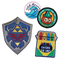 En stock vente de logo personnalisé 3d vêtements grand insigne de broderie de sport scolaire en gros grand écusson brodé tissé scout