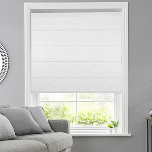 Stores romains plissés en lin naturel <span class=keywords><strong>sur</strong></span> <span class=keywords><strong>mesure</strong></span> Stores de fenêtre filtrant la lumière Stores de fenêtre encastrés Lucarnes françaises Télécommande en bambou - Product Image 1