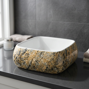 Rectangle Table Top Céramique Bassin Vanité Évier Hôtel Brillant Lavabo Lavabo Noir À La Main En Céramique Art Bassin Salle De Bains Lavabo - Product Image 5