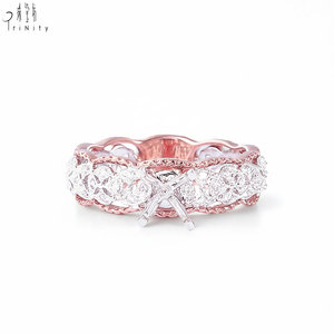 Exclusive <b>Two</b> Color Hollow Out Design 18K Solid Gold Real Natural Diamond Semi Mount Setting Engagement <b>Ring</b> For Women's Wedding - Product Image 1