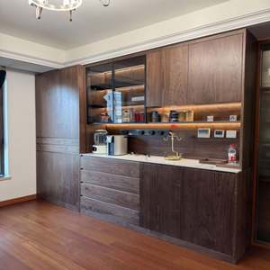 Light Luxury Solid Wood Sideboard with <b>Wine</b> <b>Storage</b> Wall Mounted Seamless Design for Living Room - Product Image 1