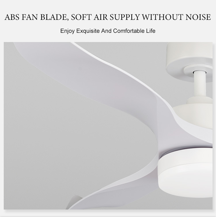 52inch led ceiling fans with light Household remote control Timing shutdown Matte white 3 blades OEM factory Air circulating fan
