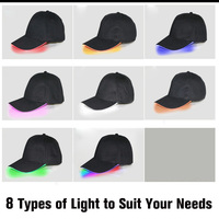 Gorra de Béisbol de 6 Paneles con Luces LED Intermitentes, Unisex, para Fiestas, Talla Ajustable, 100% Lona de Algodón, Ideal para Festivales, Bailes y Eventos