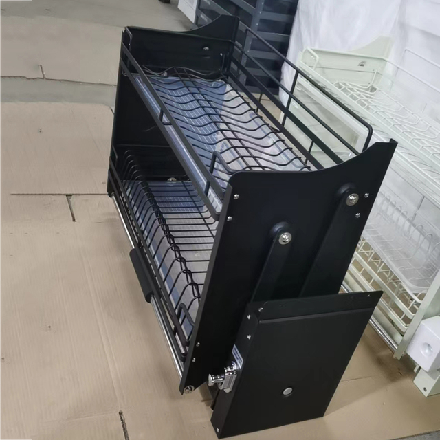 Best Sale New Design Stainless Steel Wall Cabinets Organizer Kitchen Storage Dish Rack Wholesale 304SS Lift Basket