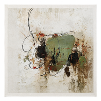 Peinture à l'huile sur toile de coton et de lin, peinte à la main, 80x80cm, vert sauge, marron, art abstrait texturé pour la décoration de la salle à manger